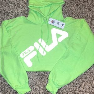 reflective fila cropped hoodie